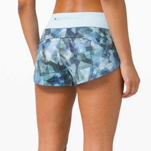 Lululemon Speed Up Short 2.5" City Shadow Alpine White Multi / Blue Glow